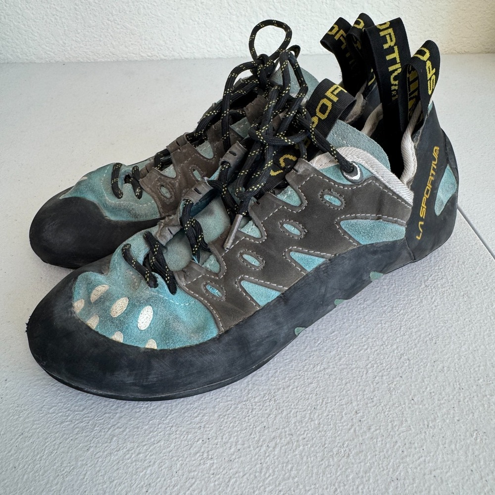 La Sportiva Tarantulace Rock Climbing Shoes Womens 7 EU 39.5 Turquoise Gray